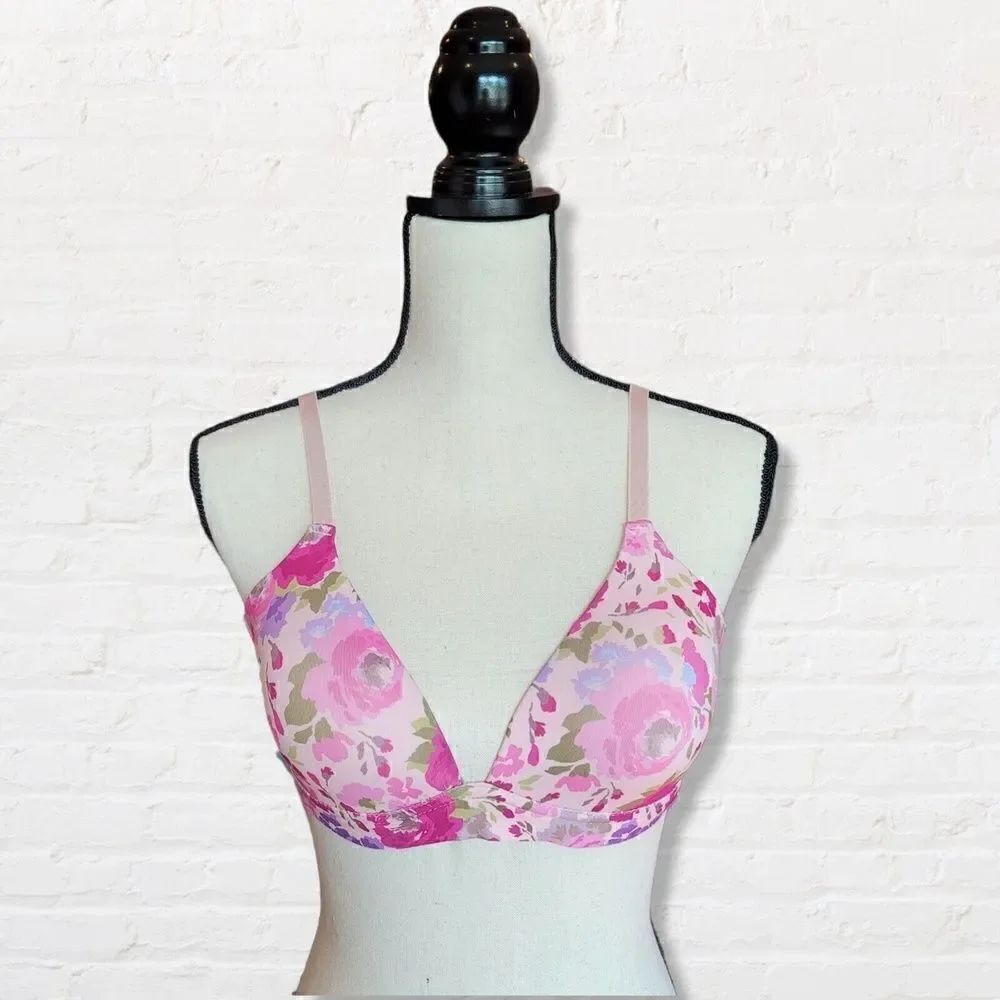 NWT Pink Floral Bra Catherine Malandrino Size 34C